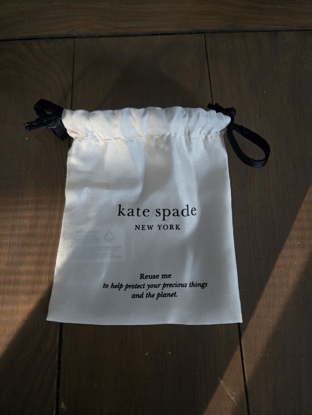 Kate Spade New York White Drawstring Accessory Dust Bag Pouch